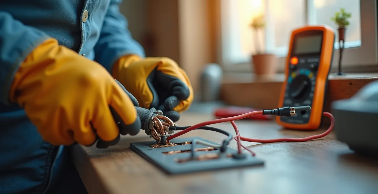 Gros plan sur le remplacement d'une prise électrique avec outils professionnels