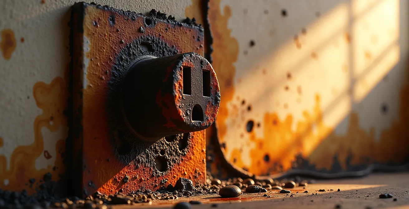 Arc électrique domestique illustrant le danger invisible dans une installation électrique