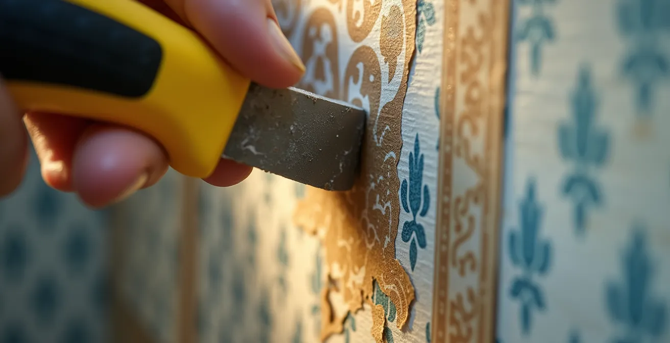 Remplacement délicat d'une boîte d'encastrement avec protection de la tapisserie murale