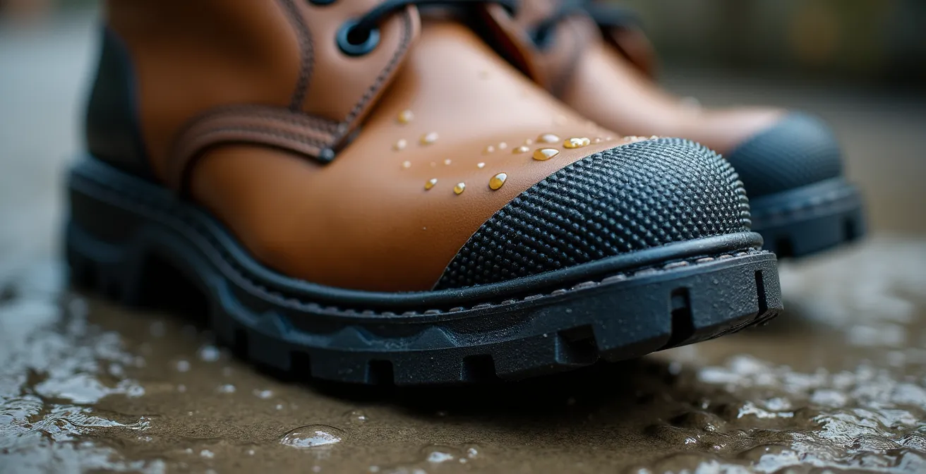 Chaussures de sécurité isolantes pour électricien dans un environnement de travail humide