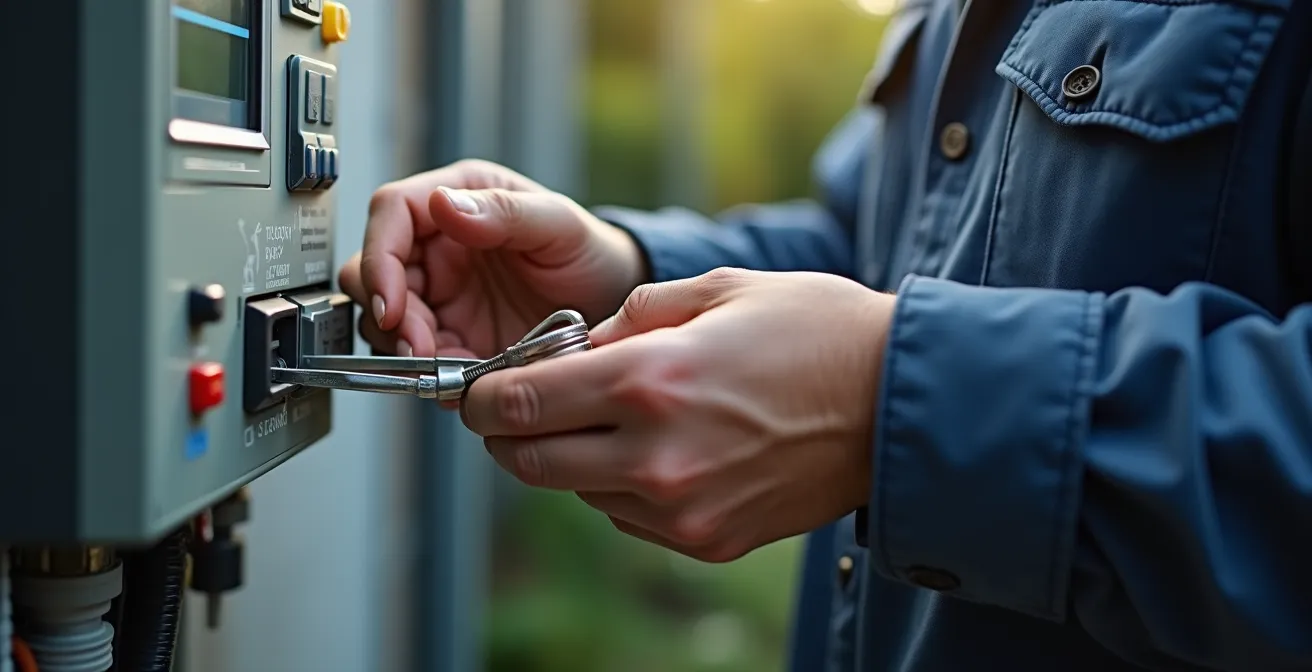 Compteur électrique Linky installé avec câbles de raccordement au réseau