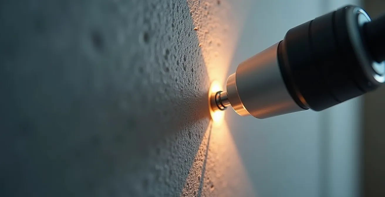 Utilisation d'une caméra endoscopique pour smartphone afin de localiser une boîte de dérivation dans une cloison