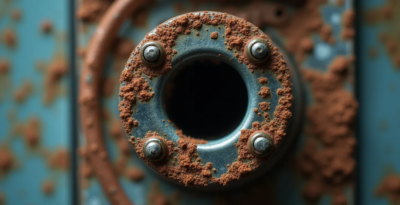 Gros plan sur un tableau électrique ancien sans dispositif différentiel, montrant les risques d'électrocution