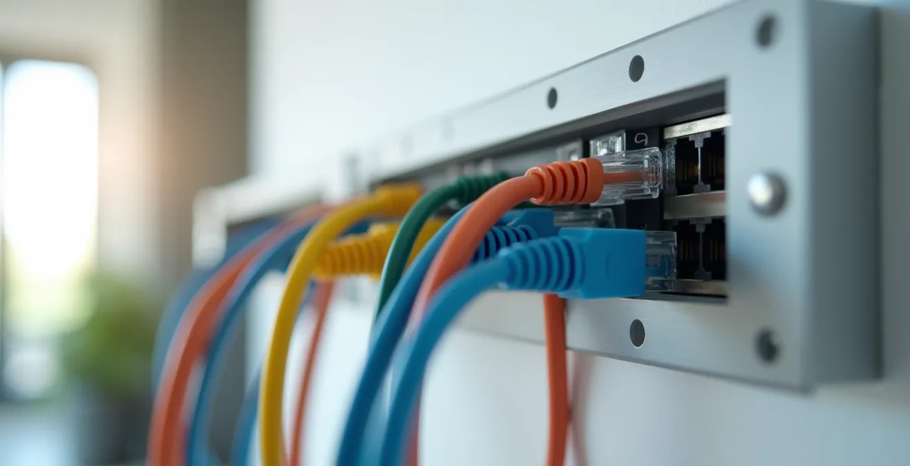 Installation de câbles RJ45 dans un coffret de communication résidentiel