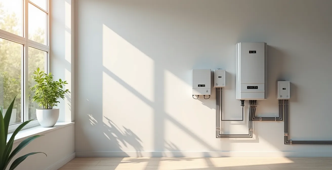 Installation solaire avec onduleur et coffrets de protection DC et AC