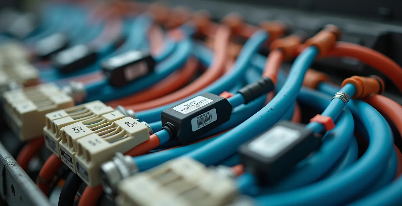 Kit pieuvre électrique déballé avec tous ses composants étiquetés et organisés