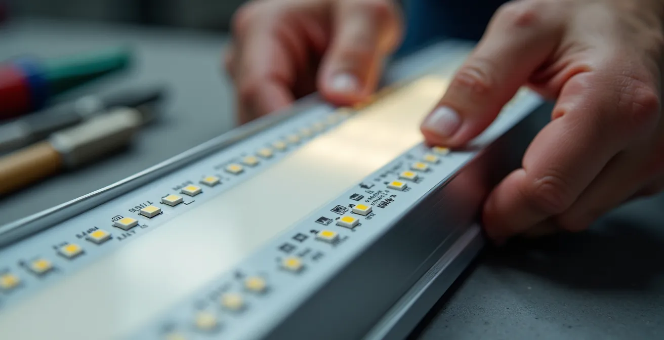 Installation d'un ruban LED Tunable White dans un profilé aluminium avec diffuseur opale