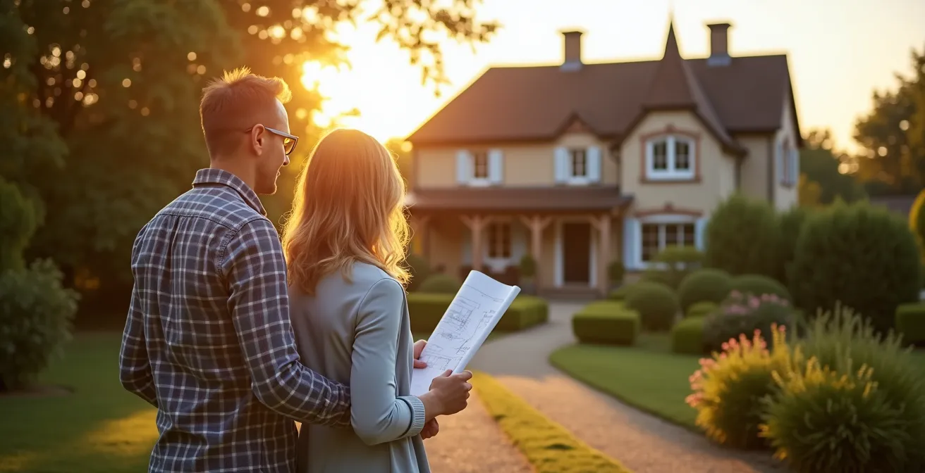 Vue architecturale d'une maison française montrant différentes zones de rénovation énergétique possibles
