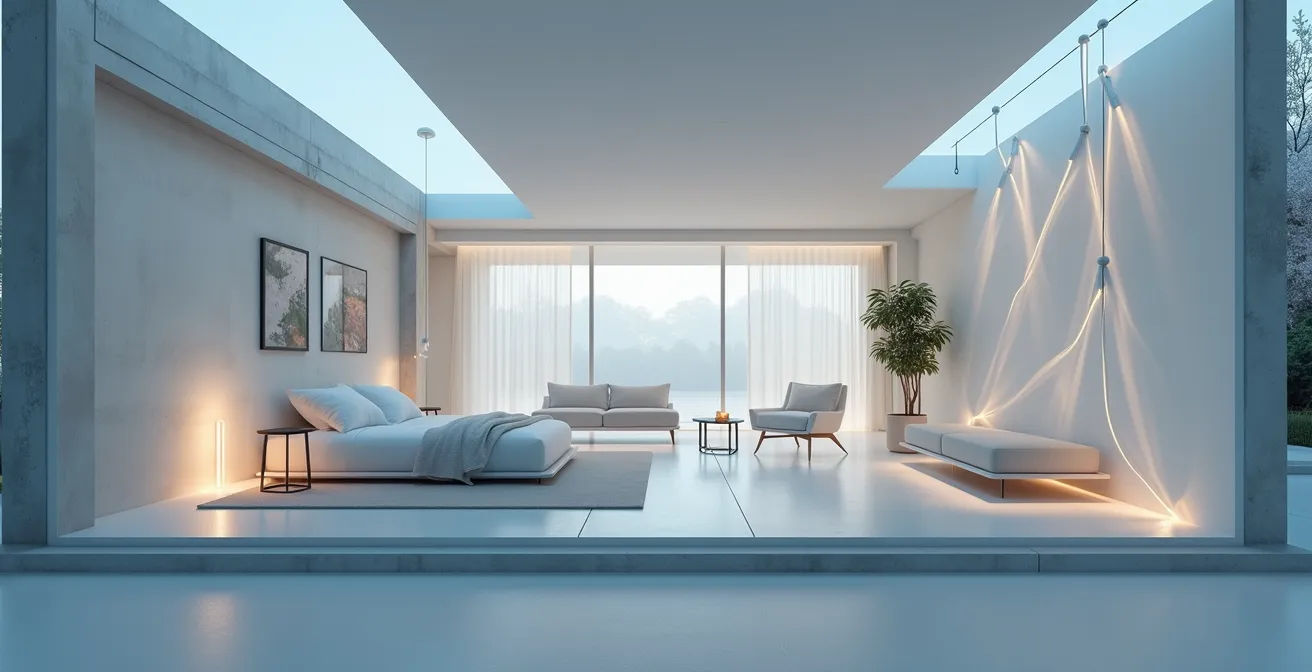 Visualisation du maillage Zigbee dans une maison avec murs en béton