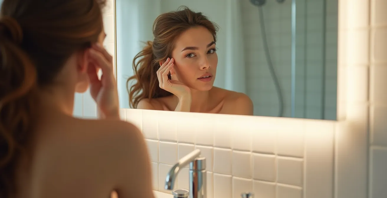 Salle de bain moderne avec éclairage circadien respectant les zones de protection IP